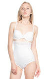 White  2028 Lace High Waist Slip Corset