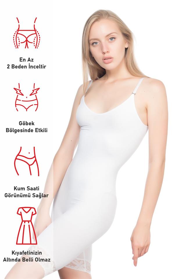 White  2031 Lace Length Corset with Leg