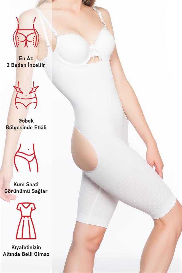 White  2038 Butt And Chest Open Leg Corset