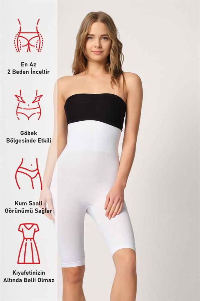 Weißes 2044 Korsett mit hoher Taille und langem Bein