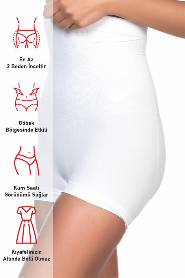 White  2055 High Waist Massage Boxer Corset