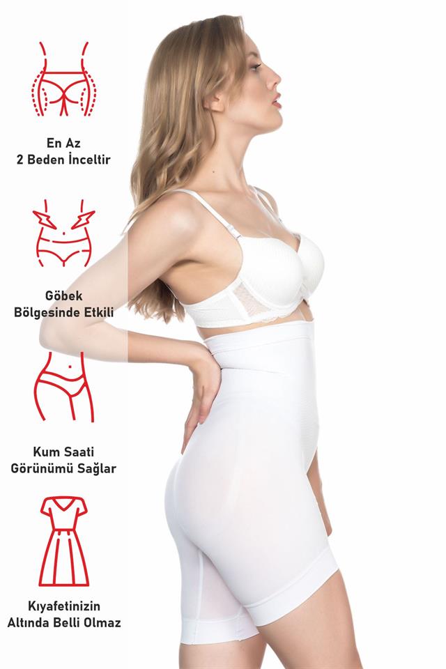 Weißes 2056 Massagekorsett mit hoher Taille und langen Beinen