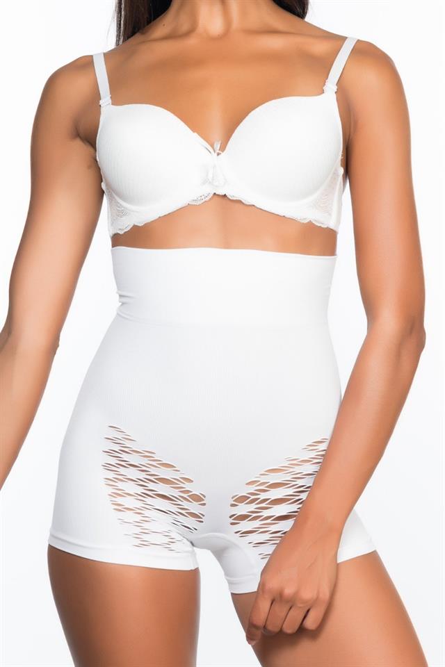 White  2064 Butt Open Fancy Boxer Corset