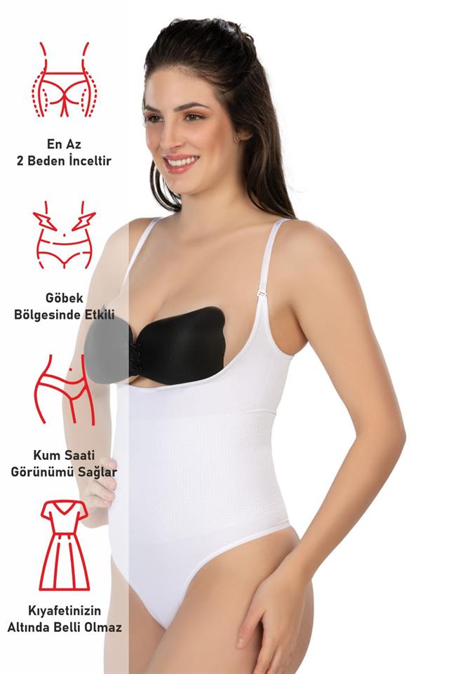 Weißes 2076 Brust offenes String Body Korsett