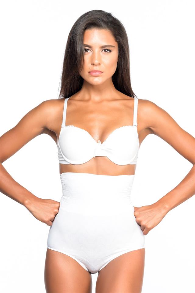 White  2079 High Waist Pattern Double Slip Corset