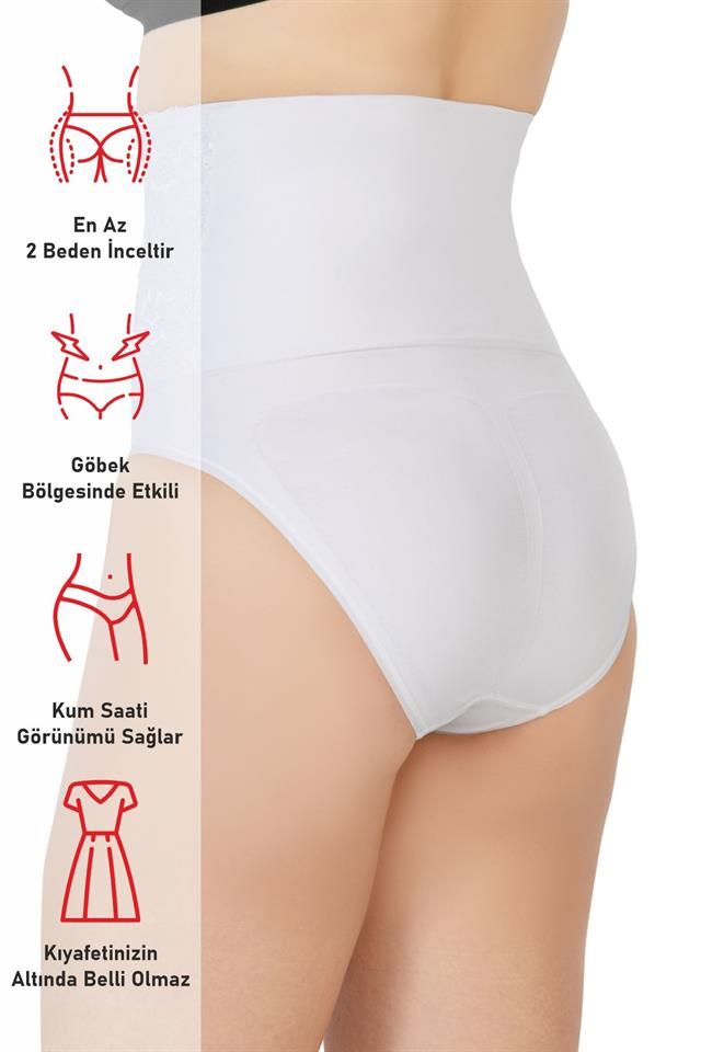 White  2090 Front Lace High Waist Slip Corset