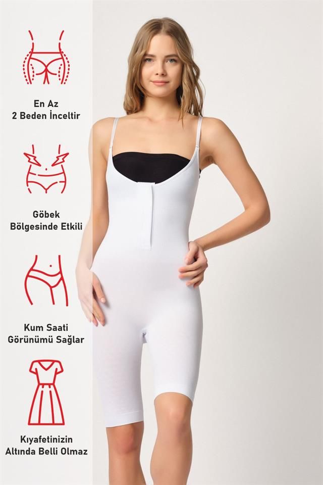 White  2093 Front Padded Chest Open Leg Corset