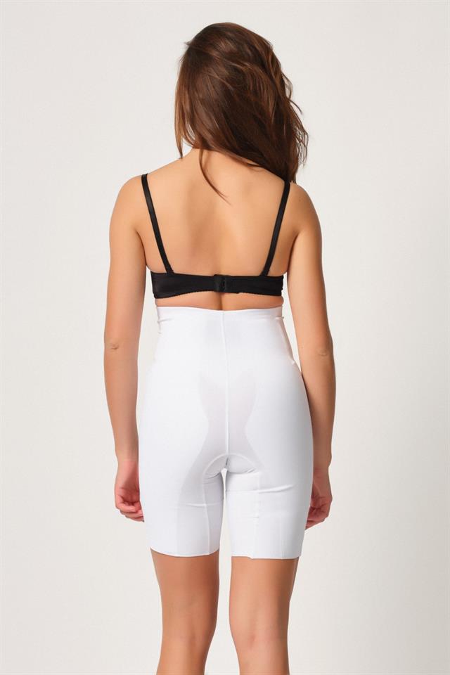 Weißes 2814 Boxer-Laserkorsett mit doppelter hoher Taille