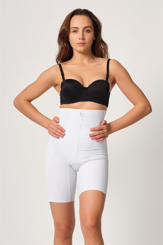 Weißes 2814 Boxer-Laserkorsett mit doppelter hoher Taille