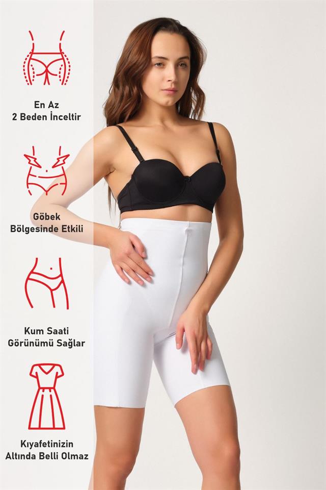 Weißes 2814 Boxer-Laserkorsett mit doppelter hoher Taille