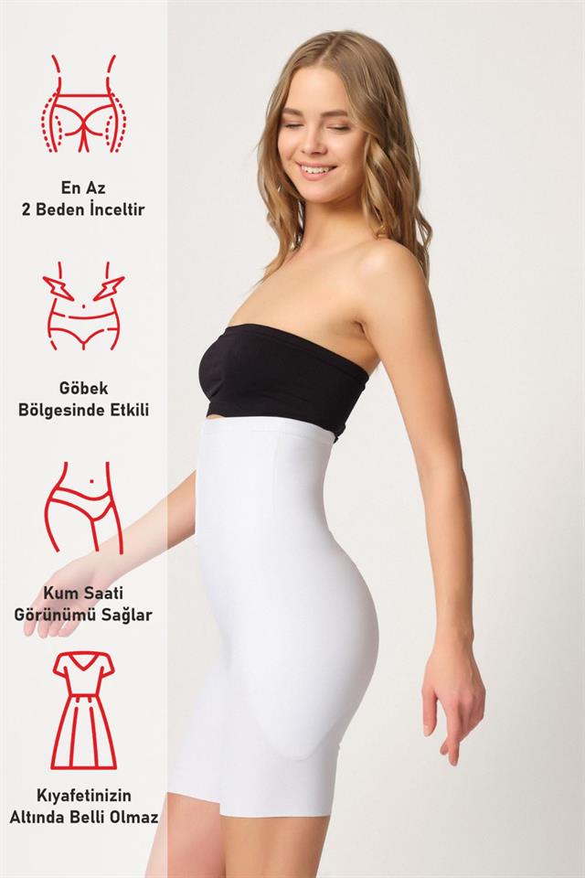 Weißes 2832 High Waist Korsett mit Balen-Rückseite und Laser