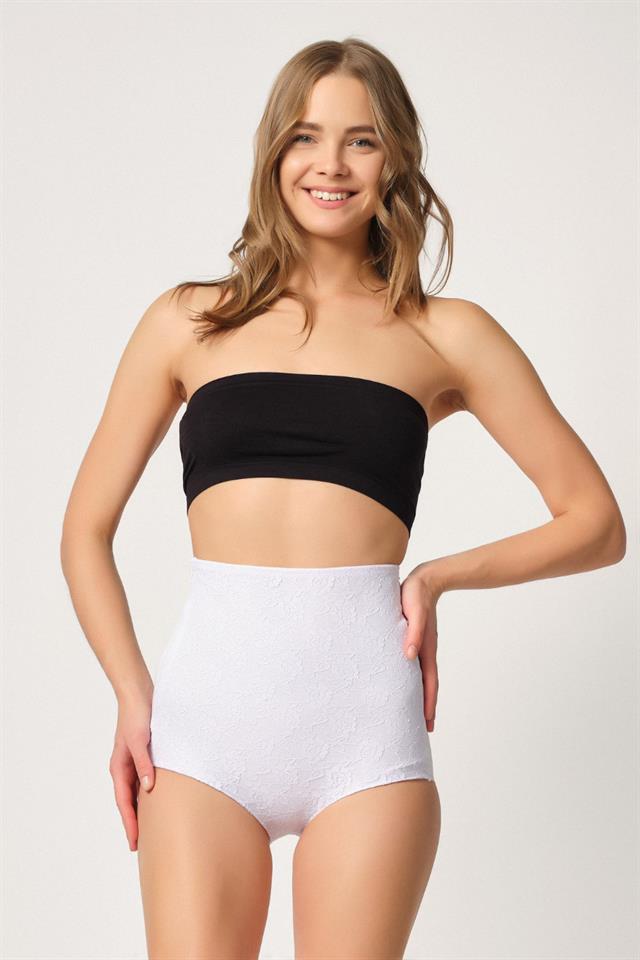 Weißes 2842 Laser Lace Slip Korsett