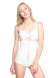 Weißes 2886 High Waist Lace Slip Laser Korsett