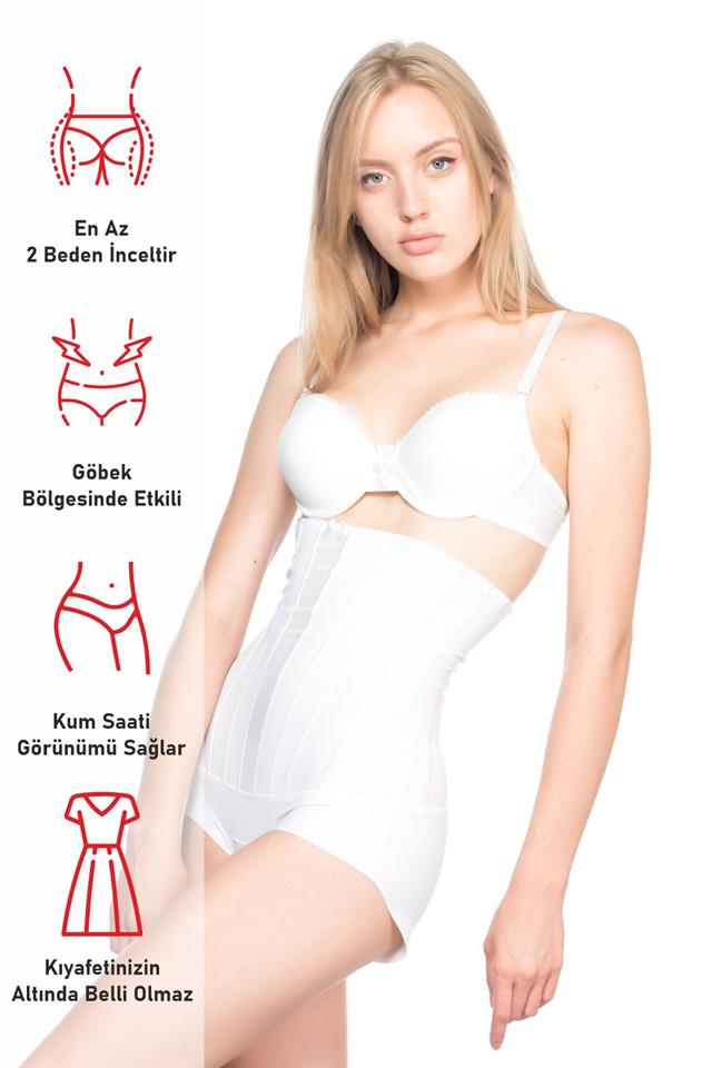 White  2886 High Waist Lace Slip Laser Corset