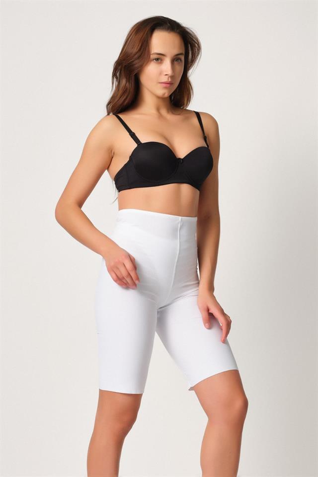 Weißes 2923 High Waist Knöchel Bein Laser Korsett