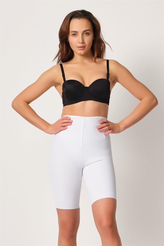 White  2927 Belted Leg Laser Corset with Waist Neckline