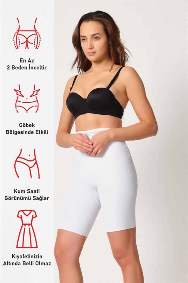 White  2927 Belted Leg Laser Corset with Waist Neckline