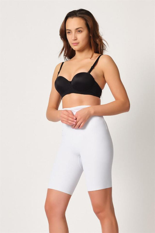 White  2927 Belted Leg Laser Corset with Waist Neckline