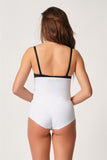 Weißes 2932 Doppel-Bauchschleifen-Slip-Laserkorsett