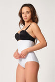 Weißes 2932 Doppel-Bauchschleifen-Slip-Laserkorsett