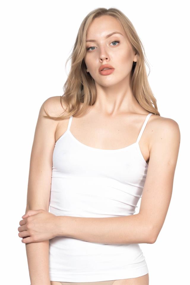 Weißes, langes Tanktop mit weichen Seilträgern 5001