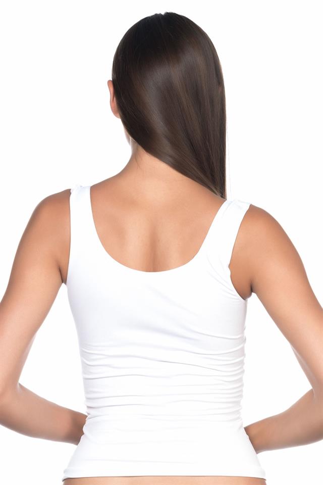Weißes 5002 Weiches Tanktop mit dicken Trägern und langem Arm