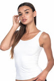 White  5002 Soft Thick Strap Long Tank Top