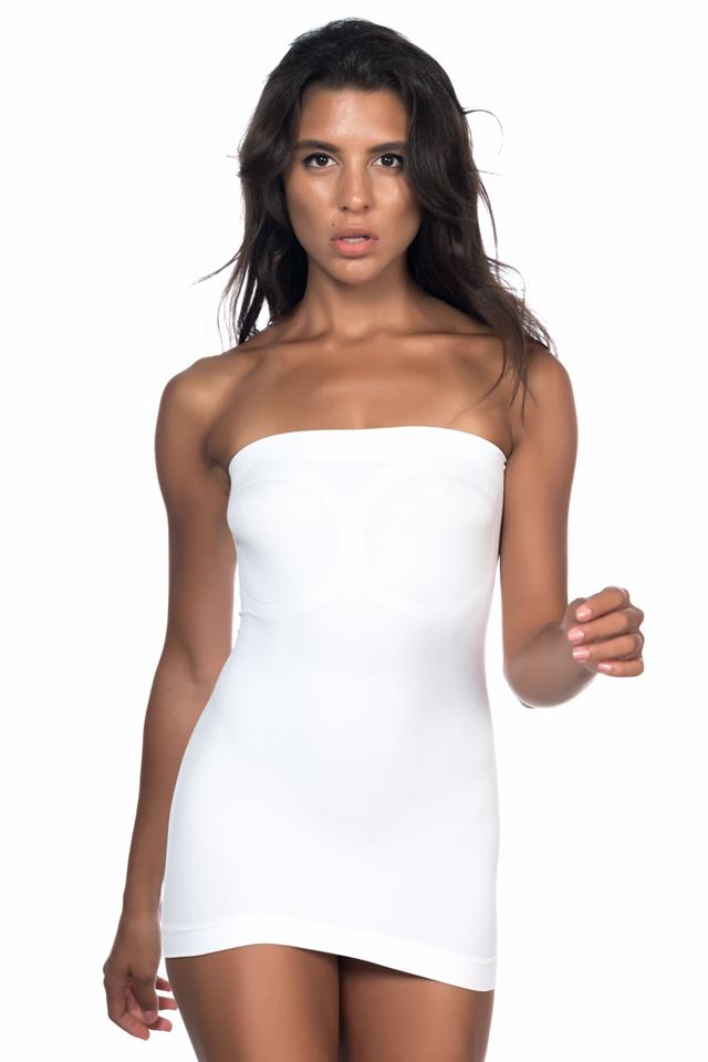 Weißes, weiches, trägerloses Tanktop 5003