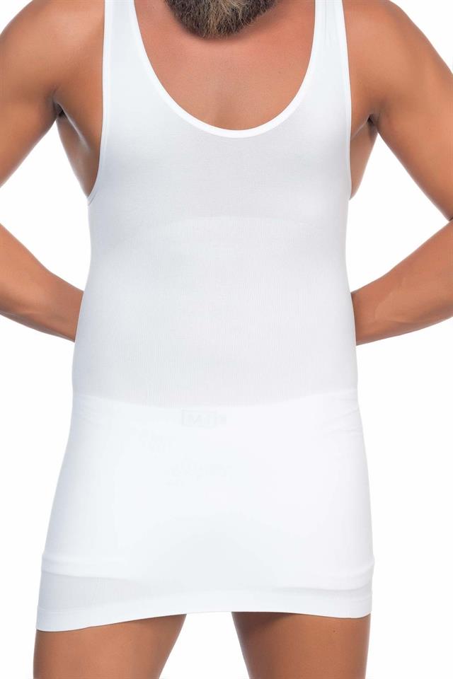 Weißes E1002 U-Ausschnitt Korsett Tank Top für Herren