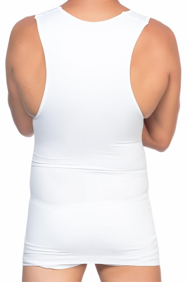Weißes E1003 V-Ausschnitt Korsett Tank Top für Herren