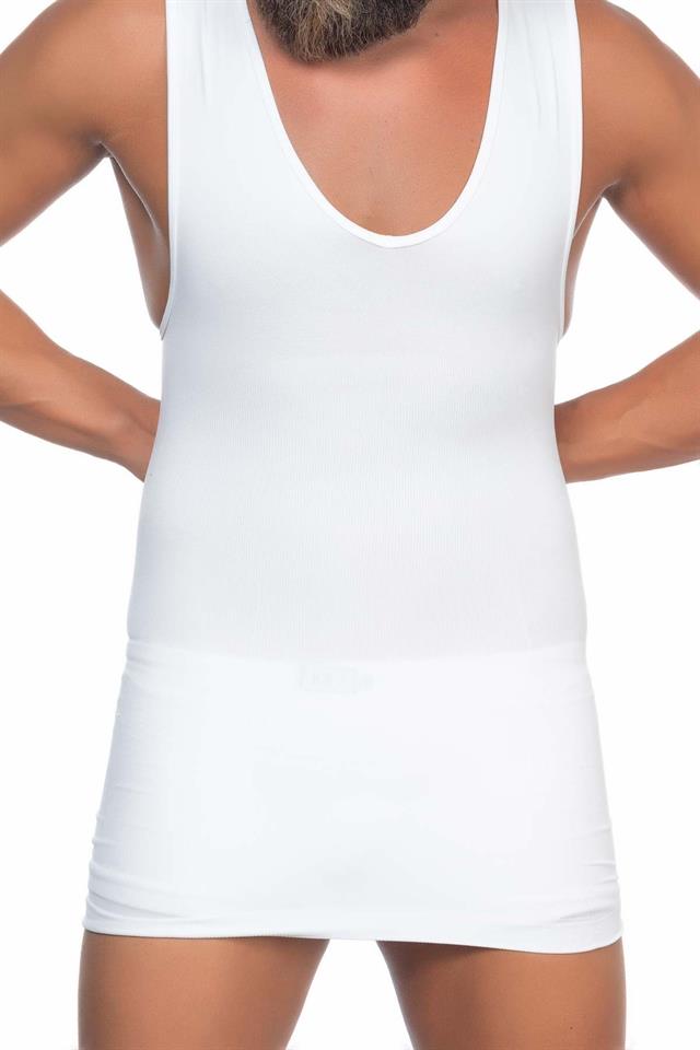 Weißes E1003 V-Ausschnitt Korsett Tank Top für Herren