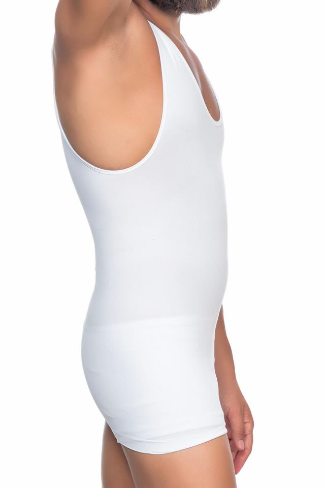 Weißes E1003 V-Ausschnitt Korsett Tank Top für Herren