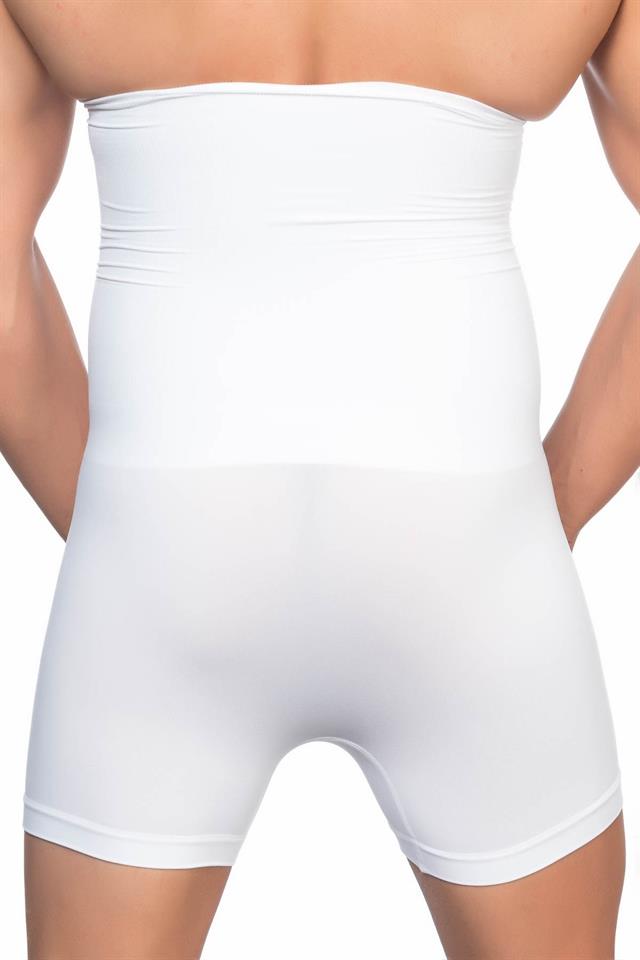 Weißes E1005 Doppel-Boxerkorsett mit hoher Taille für Herren