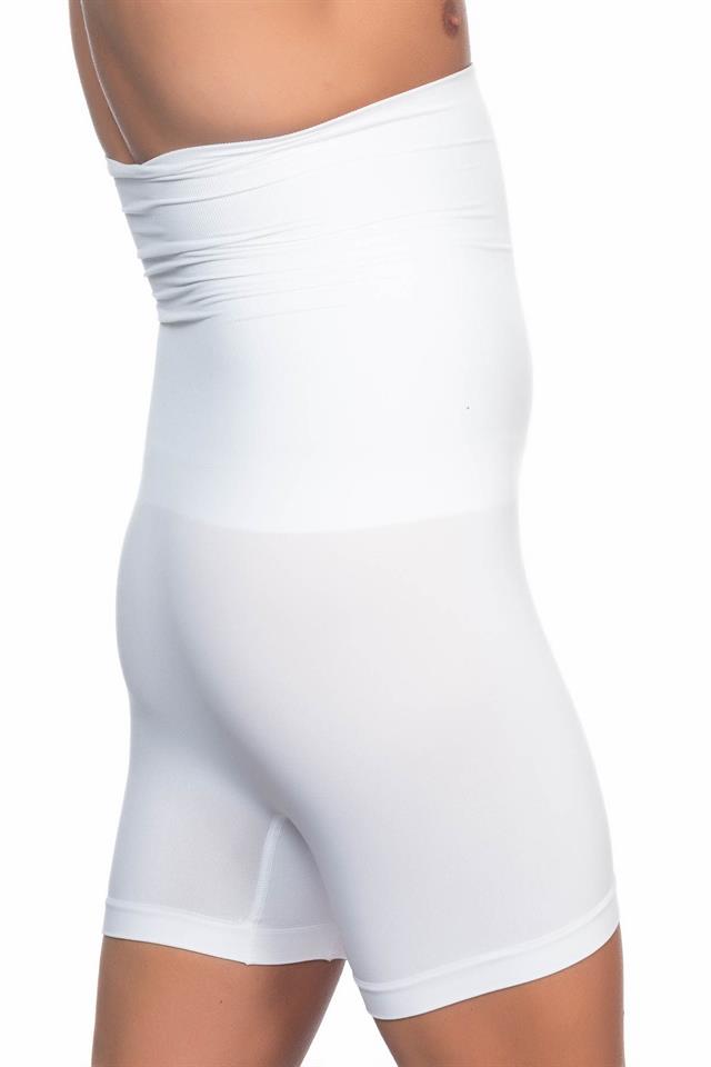 Weißes E1005 Doppel-Boxerkorsett mit hoher Taille für Herren