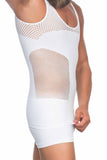 White  E1006 Mesh Men's Corset Tank Top
