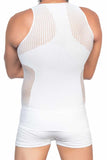 White  E1006 Mesh Men's Corset Tank Top