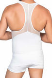 White  E1009 Mesh Men's Corset Tank Top