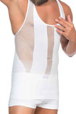 White  E1009 Mesh Men's Corset Tank Top