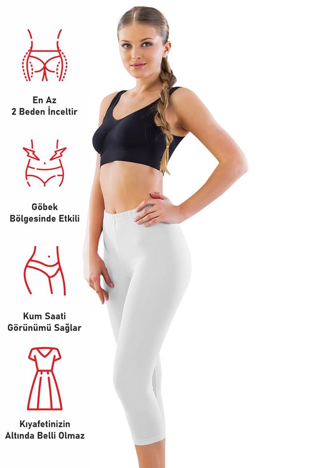 Weiße Mi 7300 Wide Capri-Leggings