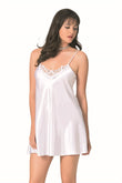 White Short Satin Nightgown
