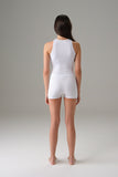 Women's Halter Mesh Collar Tank Top White 9401