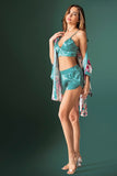 3-teiliges Nachthemd-Shorts-Set für Damen aus Satin