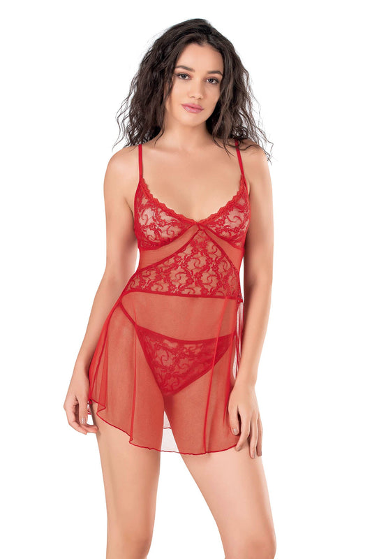 Damen-Nachthemd aus Satin und Spitze