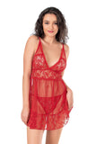 Damen-Nachthemd aus Satin und Spitze in Lila und Rot