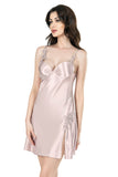 Set aus kurzem Satin-Nachthemd und Morgenmantel für Damen