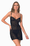 Kurzes Damen-Nachthemd aus Jacquard-Stoff