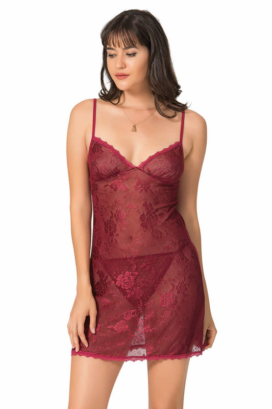 Kurzes Damen-Nachthemd aus Jacquard-Stoff