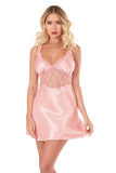 Kurzes Damen-Nachthemd aus Satin und Spitze