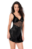 Kurzes Damen-Nachthemd aus Satin und Spitze