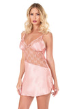 Kurzes transparentes Nachthemd aus Satin und Spitze für Damen